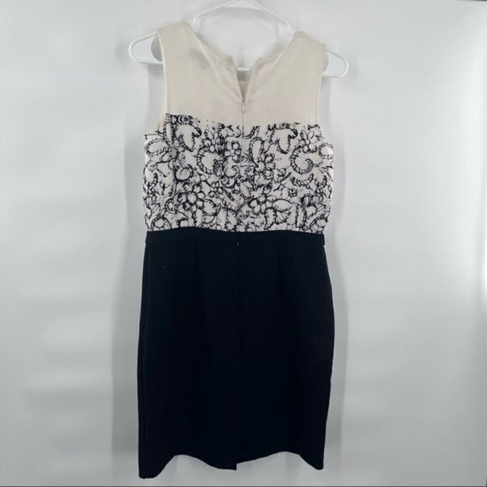Ann Taylor colorblock dress white black 4P floral
